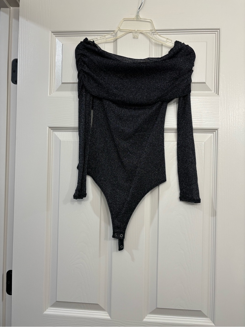 Abercrombie & Fitch Black Sparkle Off-Shoulder Bodysuit